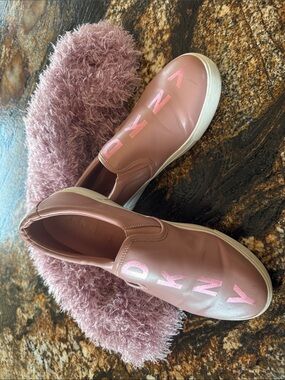 DKNY Mauve Pink Slip-On Sneakers with White Sole